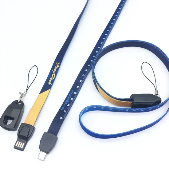 Оптовая цена, новый рекламный подарок, USB-шнур, шейный ремешок, кабель для зарядного устройства, шнуры типа C 3 In1, кабель для передачи данных для телефона